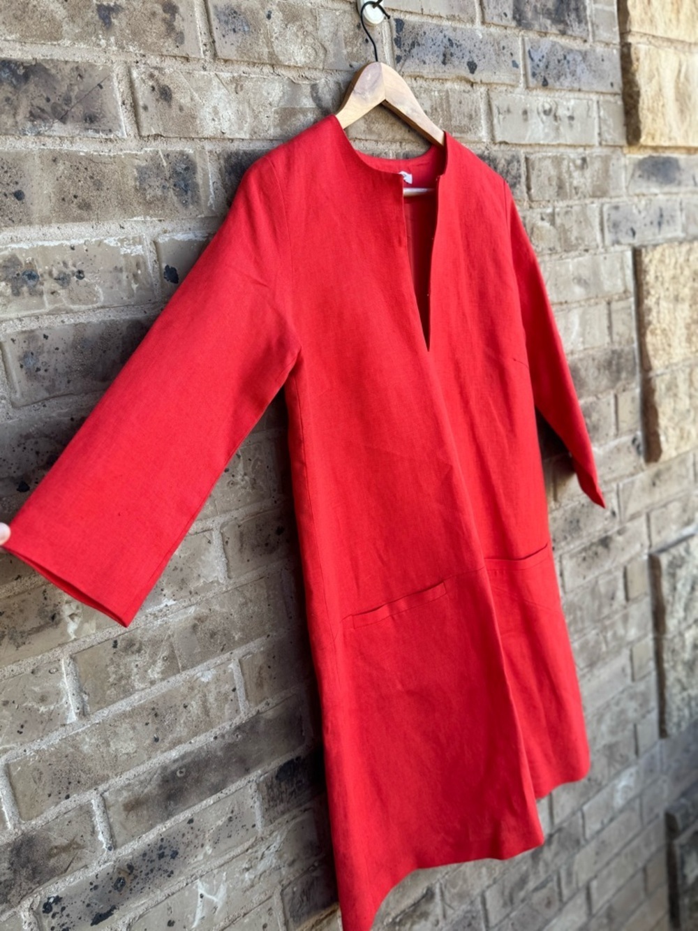 Emerson Fry Tuckernuck MOD Red Orange Short-Sleeve Mini Linene Dress small - Picture 5 of 6